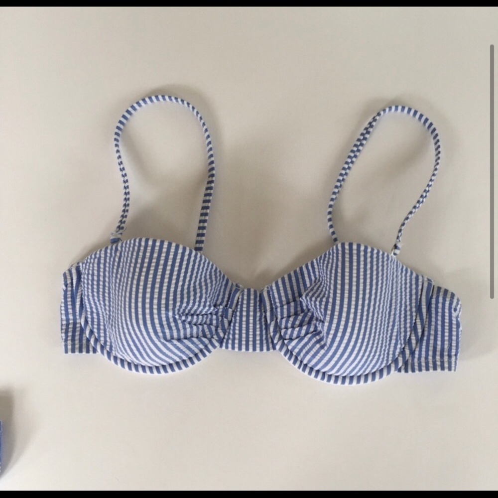 J. Crew Seersucker Bikini Underwire Top 32B